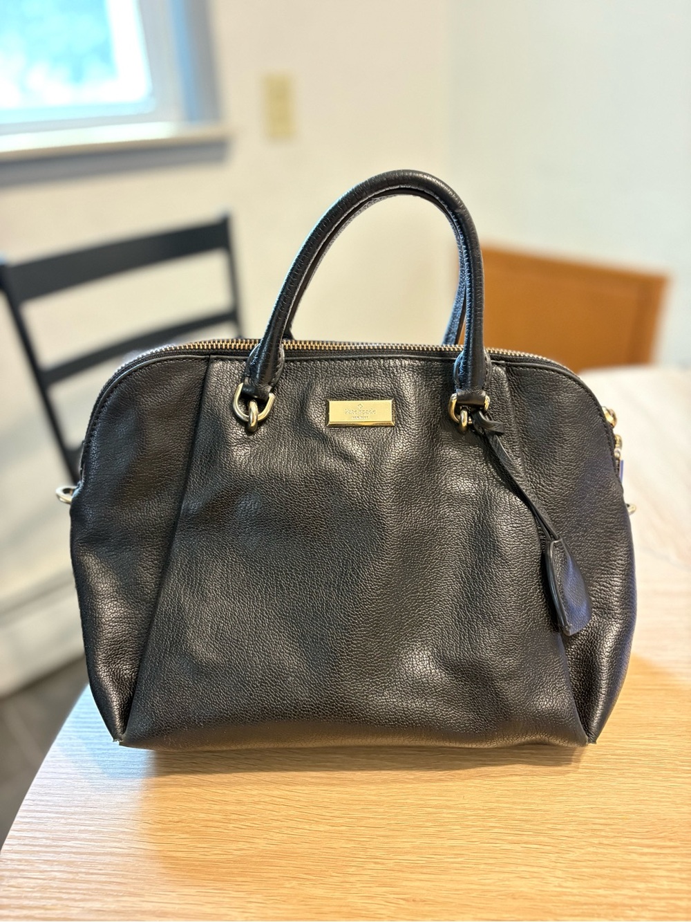 Black Leather Satchel Bag by Kate spade
